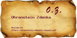 Ohrenstein Zdenka névjegykártya